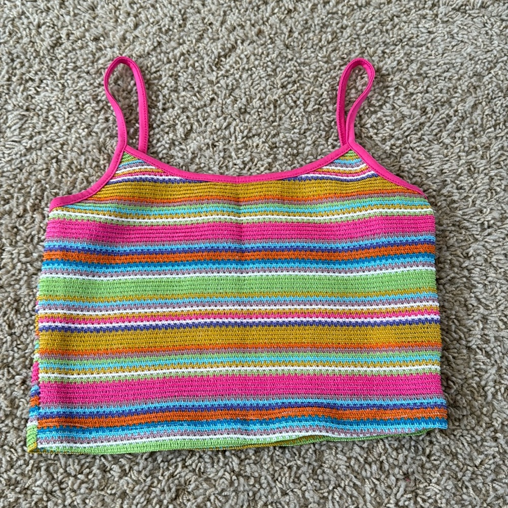 pink/multi color crop tank
